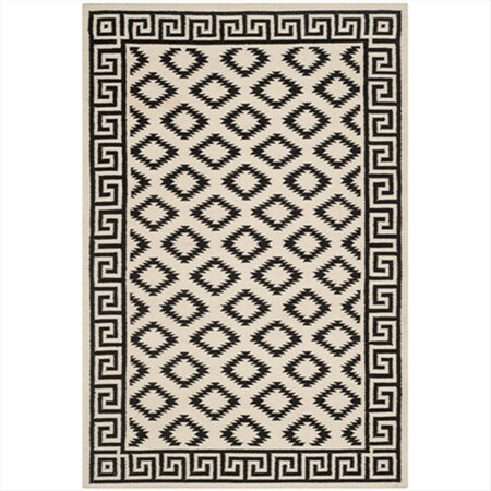 Safavieh 5 ft. x 8 ft. Rectangle Contemporary Dhurries- Ivory and Black- Flatweave Rug DHU411A-5